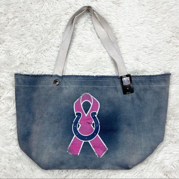 NFL Indianapolis Colts Blue Denim Breast Cancer Tote Bag - Picture 1 of 8